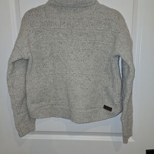 Sherpa Wool Cozy Gray Women's Sweater Mock Turtleneck XS Ski Layer Ranch Wear